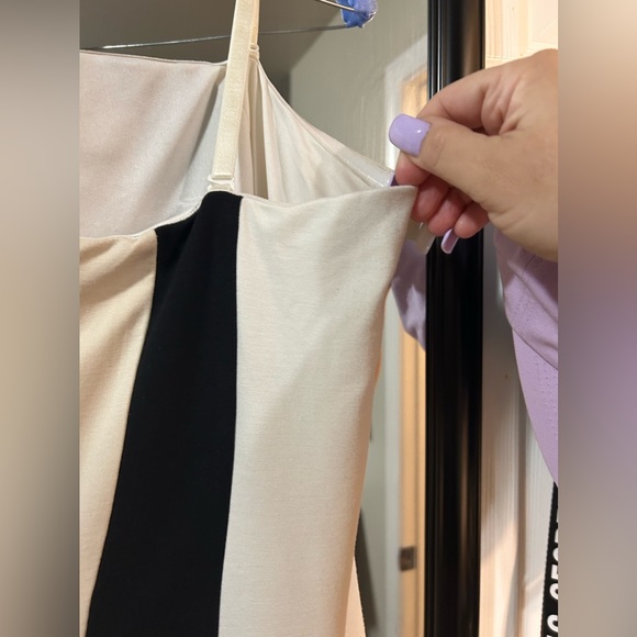 🔥Bebe fitted white, black&cream color block dress-size L - Picture 7 of 16